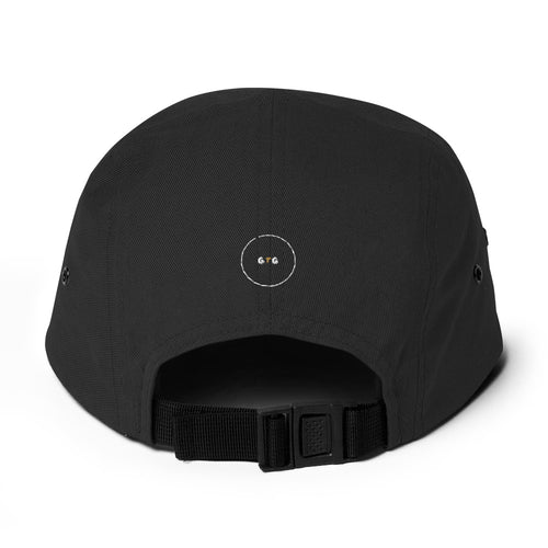 GTG Mind Over Matzah 5-panel cap in Black with cream print, back view