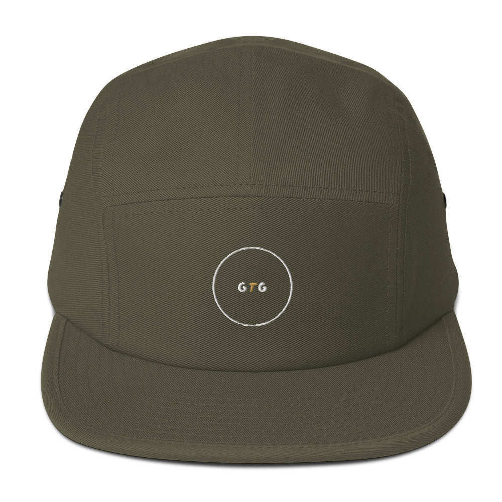 GTG GTG 5-Panel Camp 5-panel cap in Olive with embroidered logo, front view