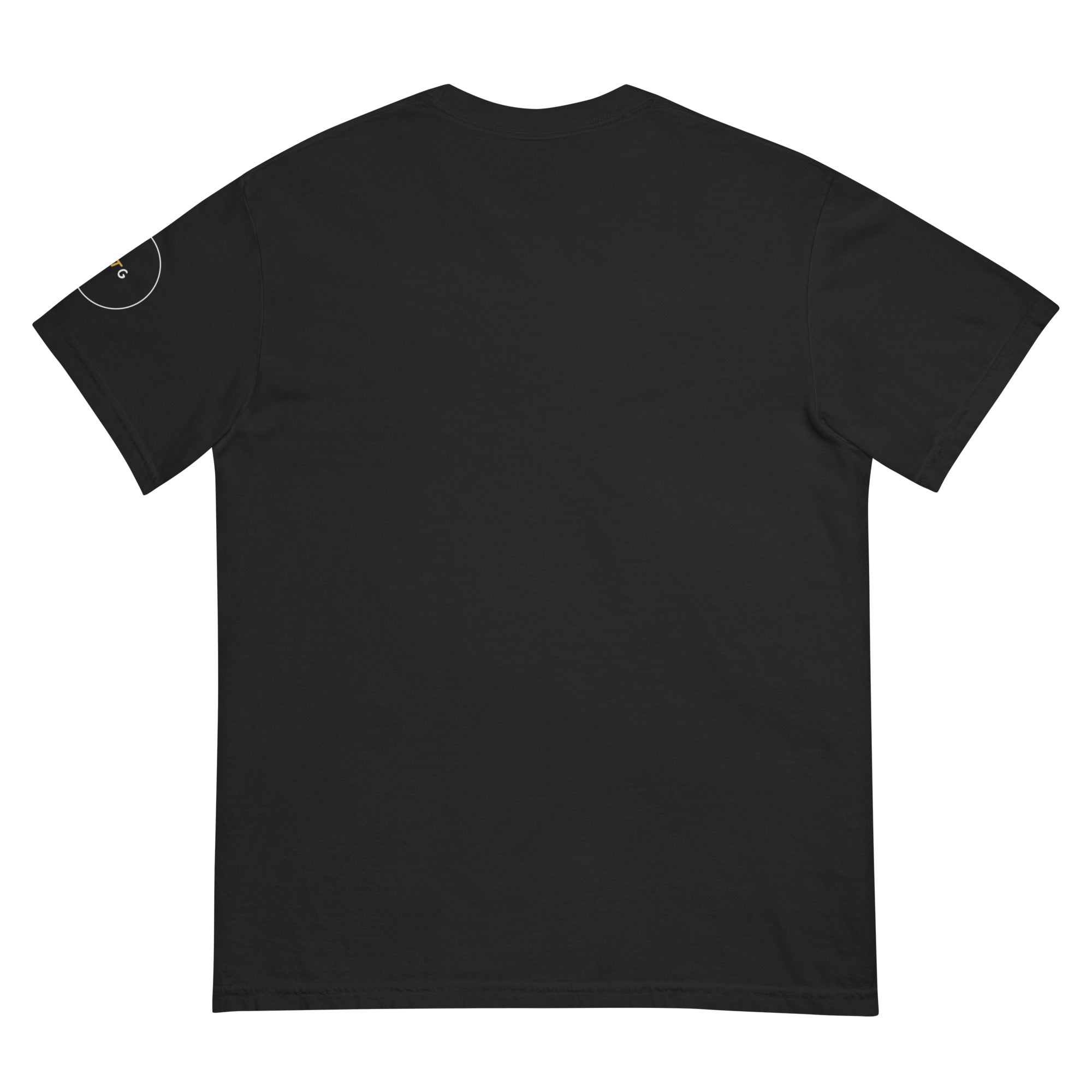 GTG Oops I Schvitz'd Myself tee in Black with cream print, back view