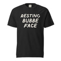 GTG Resting Bubbe Face tee in Black with cream print, front view