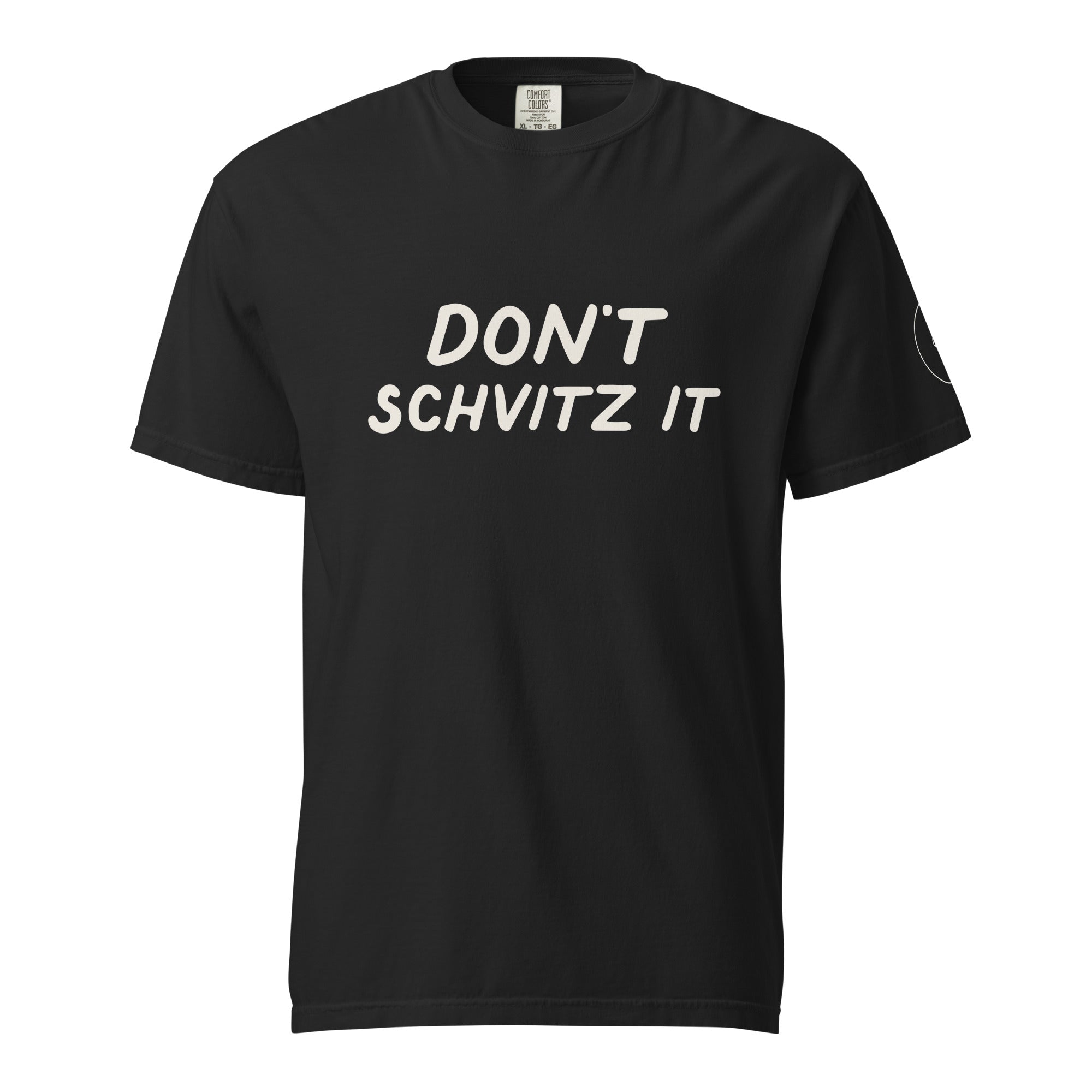GTG Don't Schvitz It t-shirt in Black, front print