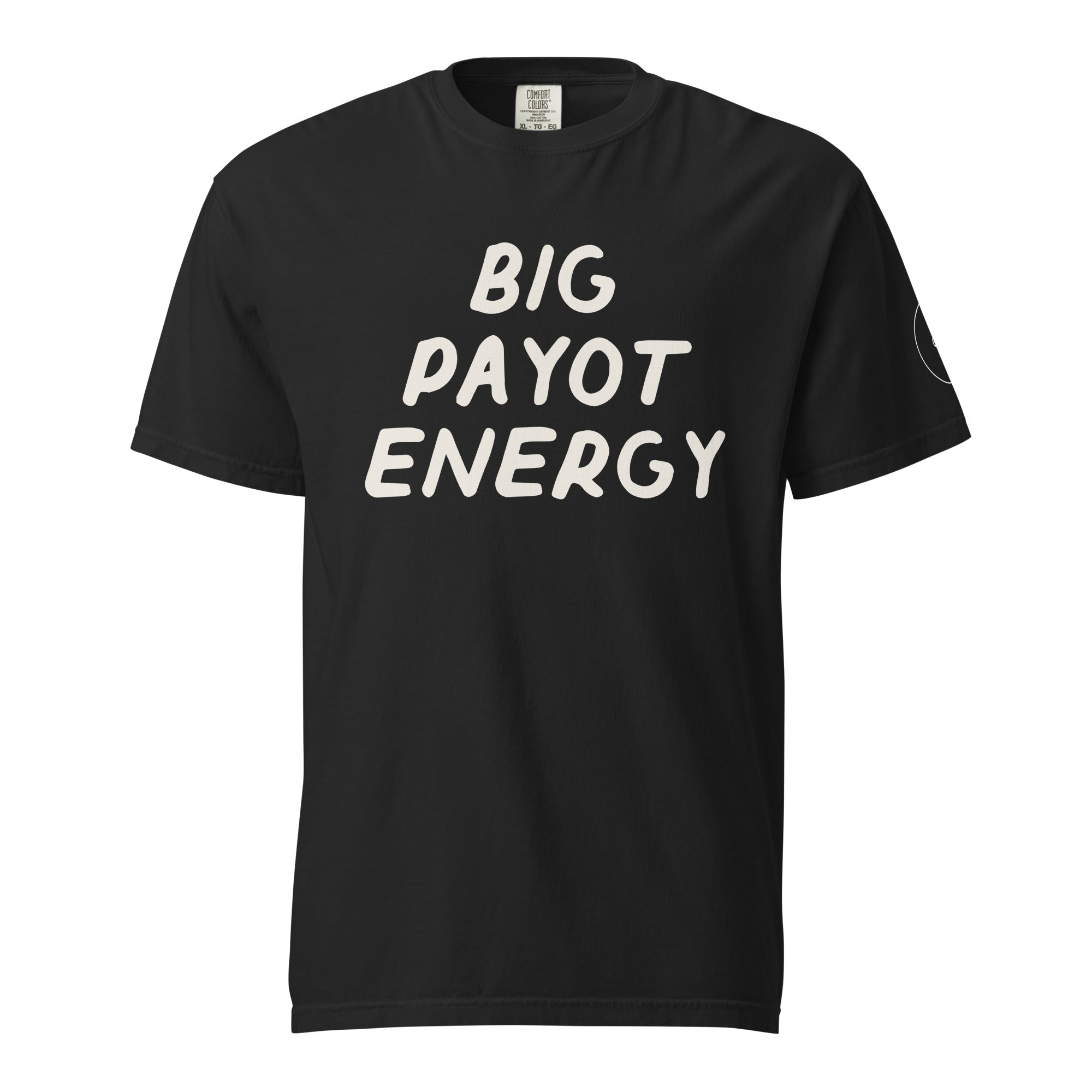 GTG Big Payot Energy tee with screen print, front view