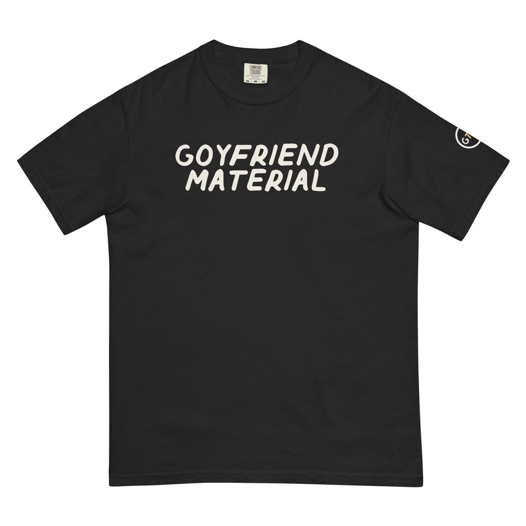 Good Thank God Goyfriend Material T-shirt in Black, front view