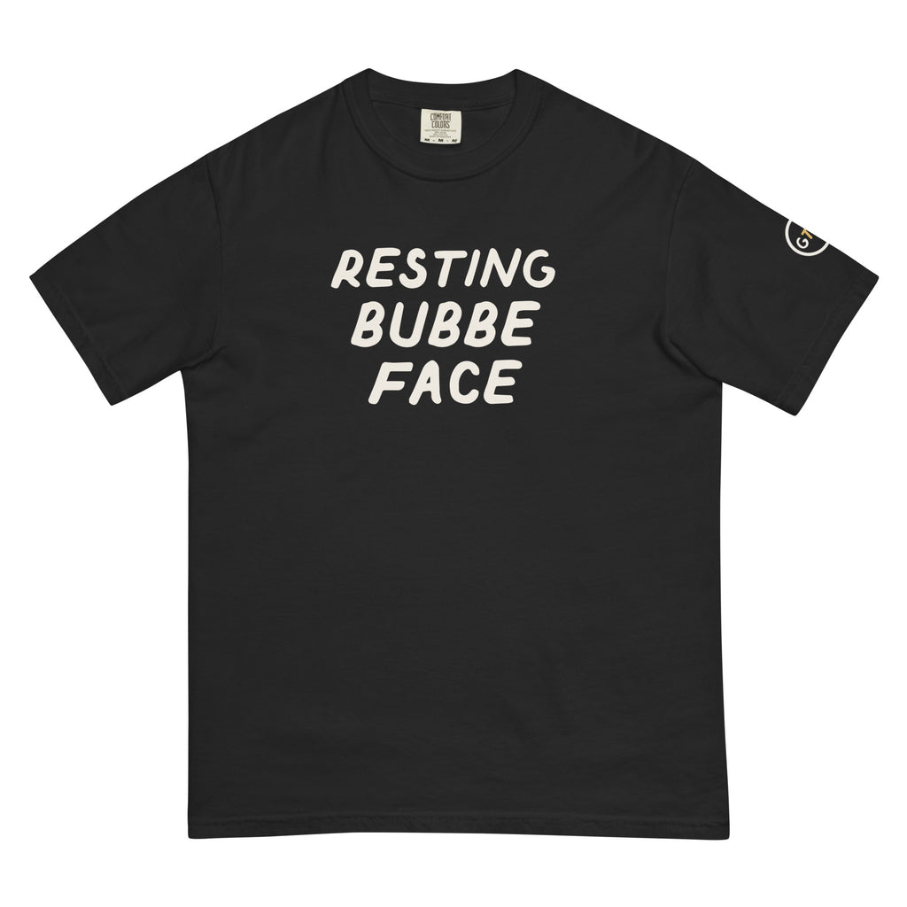Good Thank God Resting Bubbe Face T-shirt in Black, front view