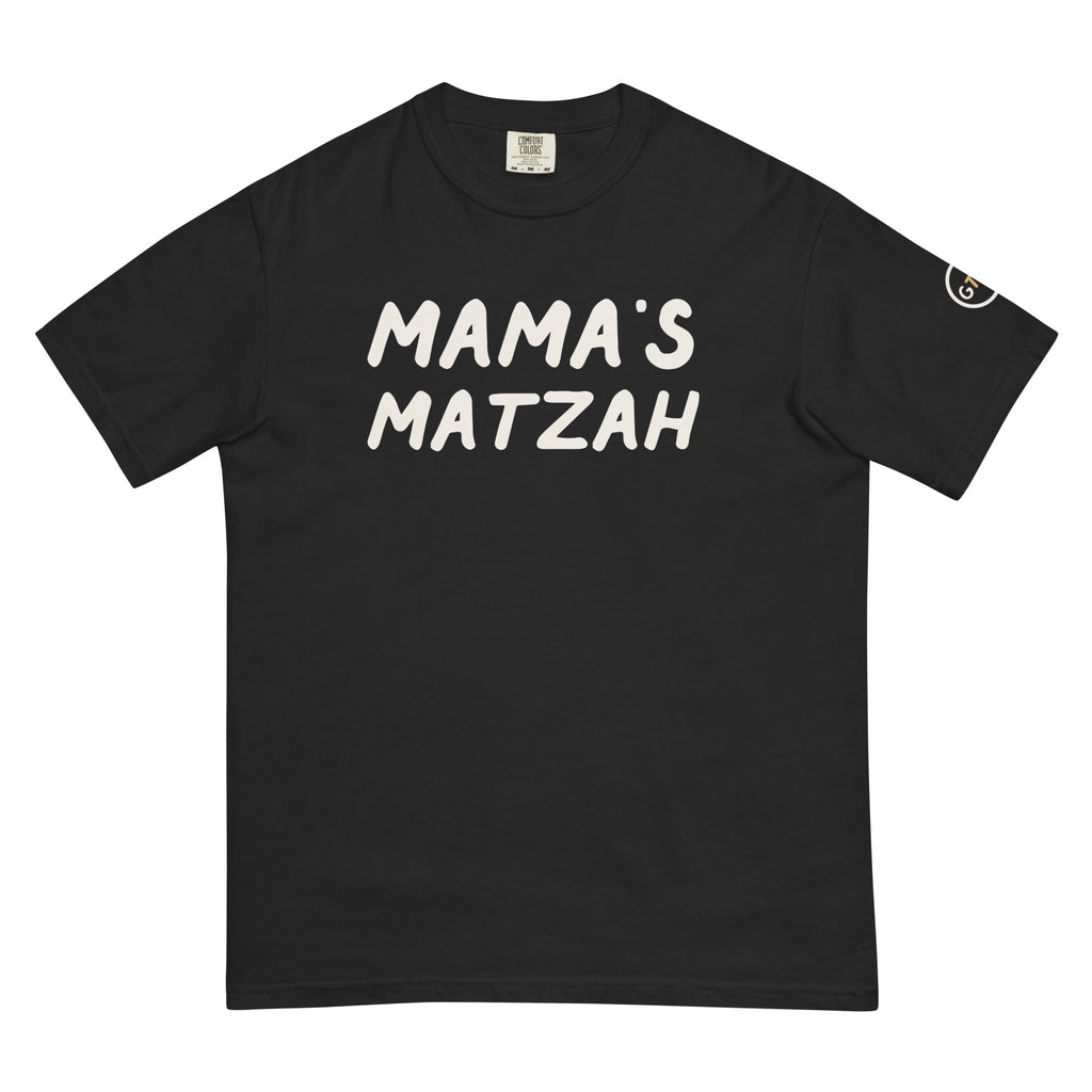 Good Thank God Mama's Matzah T-shirt in Black, front view