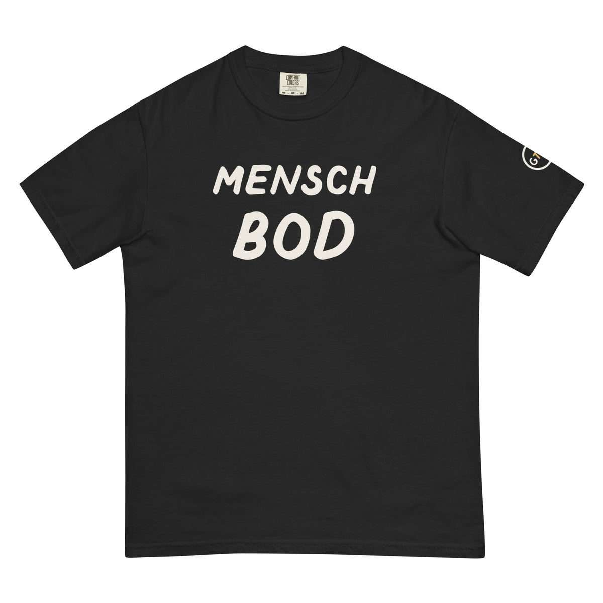 Good Thank God Mensch Bod T-shirt in Black, front view