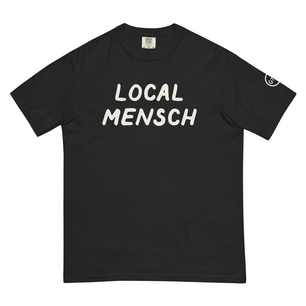 Good Thank God Local Mensch T-shirt in Black, front view