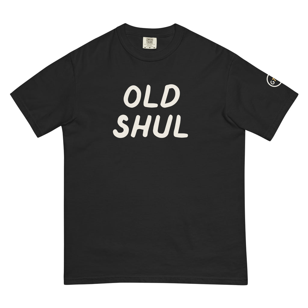 Good Thank God Old Shul T-shirt in Black, front view