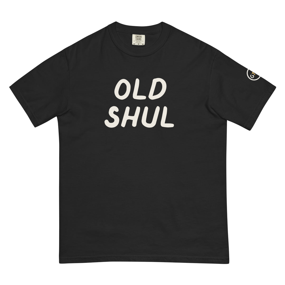 Good Thank God Old Shul T-shirt in Black, front view