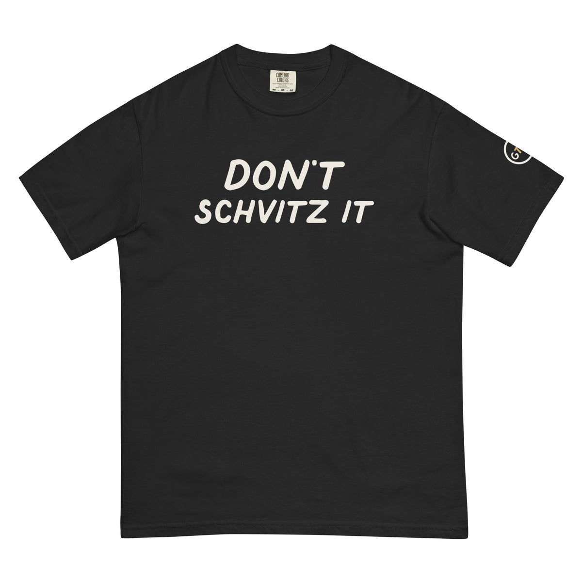 Good Thank God Don't Schvitz It T-shirt in Black, front view