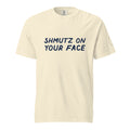 GTG Shmutz on Your Face tee in Ivory with navy print, front view