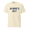 GTG Bubbe's Boy tee in Ivory with navy print, front view