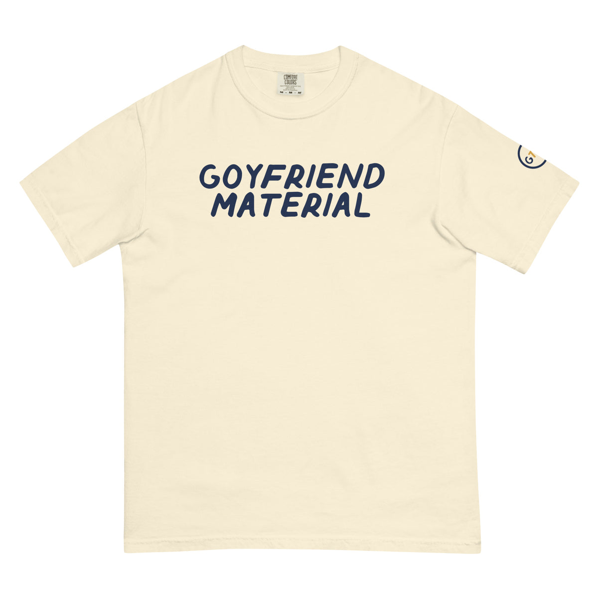 Good Thank God Goyfriend Material T-shirt in Ivory, front view