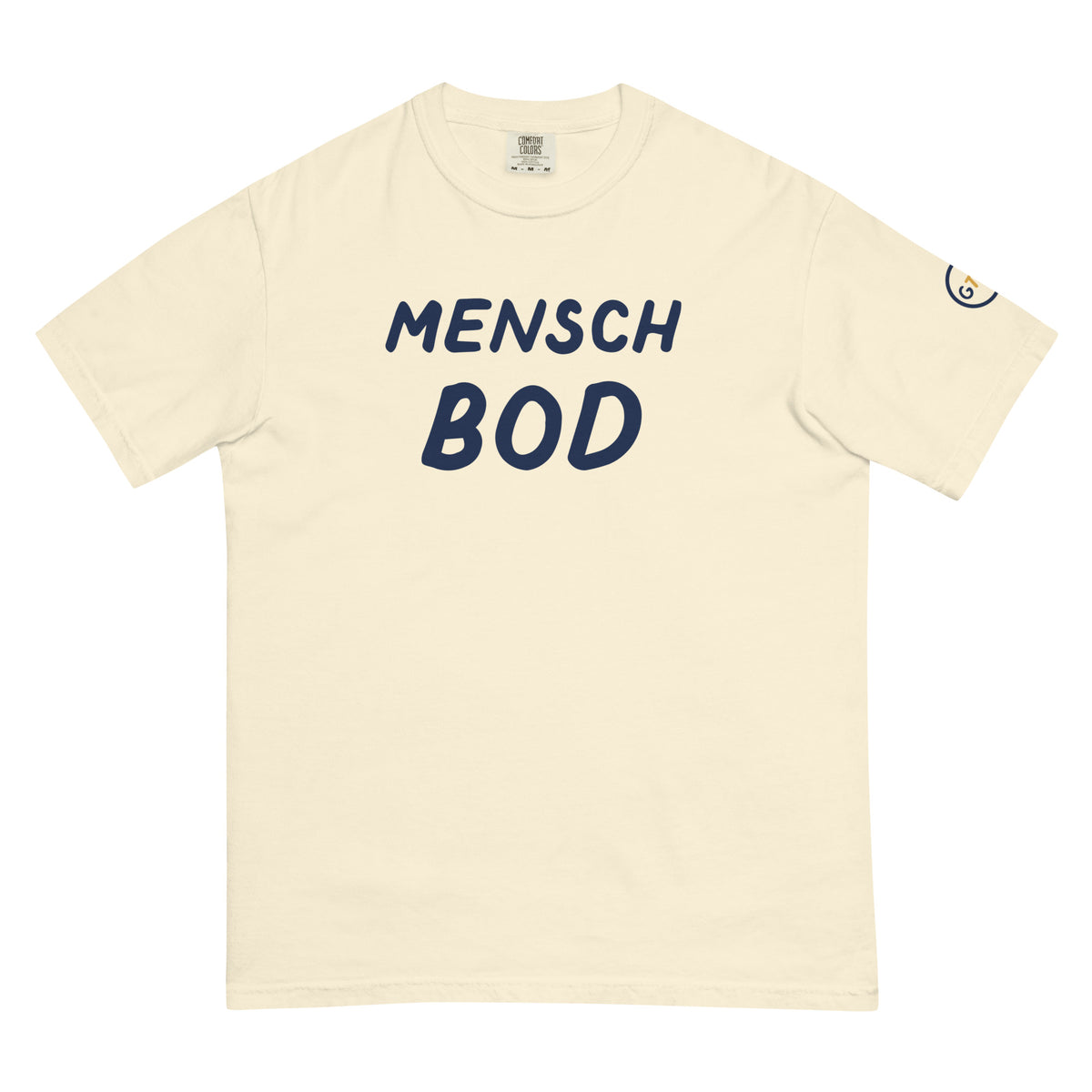 Good Thank God Mensch Bod T-shirt in Ivory, front view