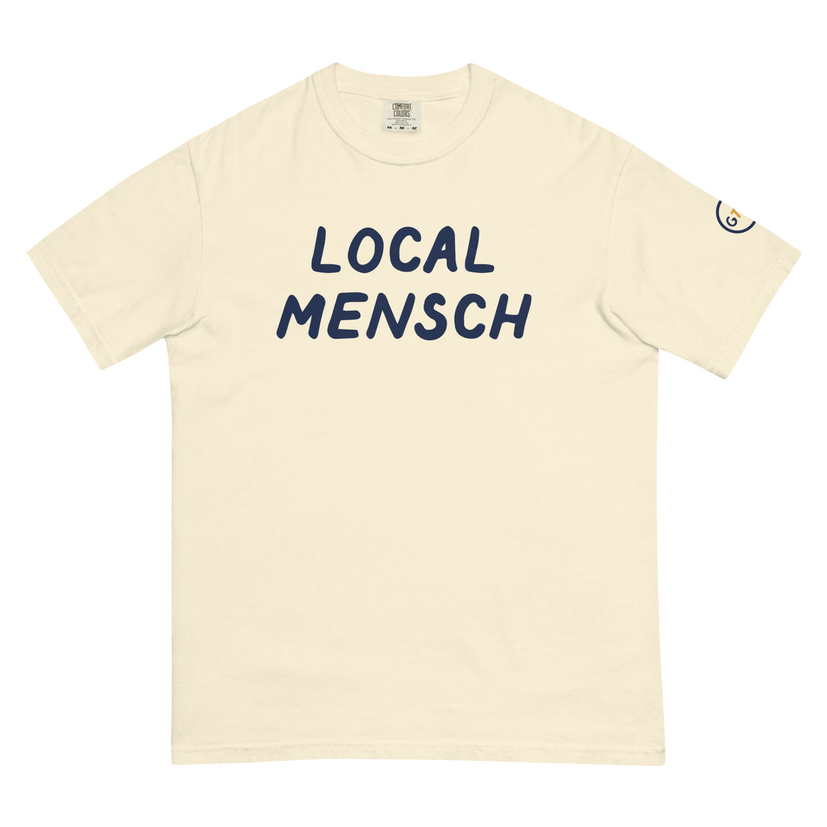 Good Thank God Local Mensch T-shirt in Ivory, front view