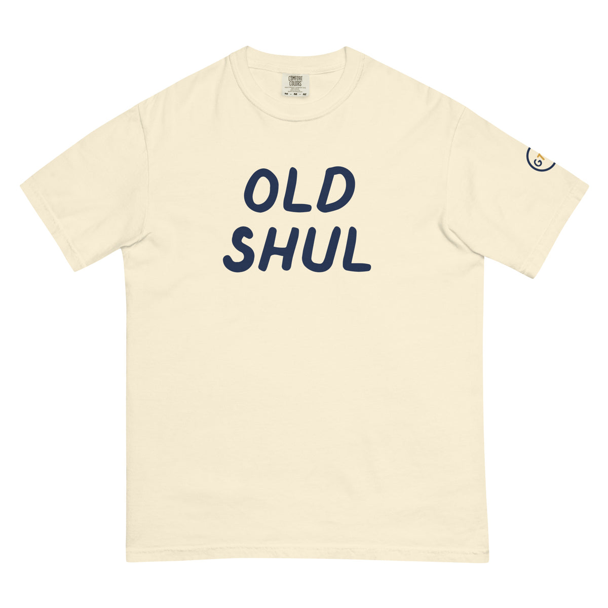 Good Thank God Old Shul T-shirt in Ivory, front view
