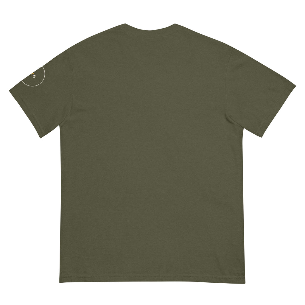 GTG Oops I Schvitz'd Myself tee in Sage with cream print, back view