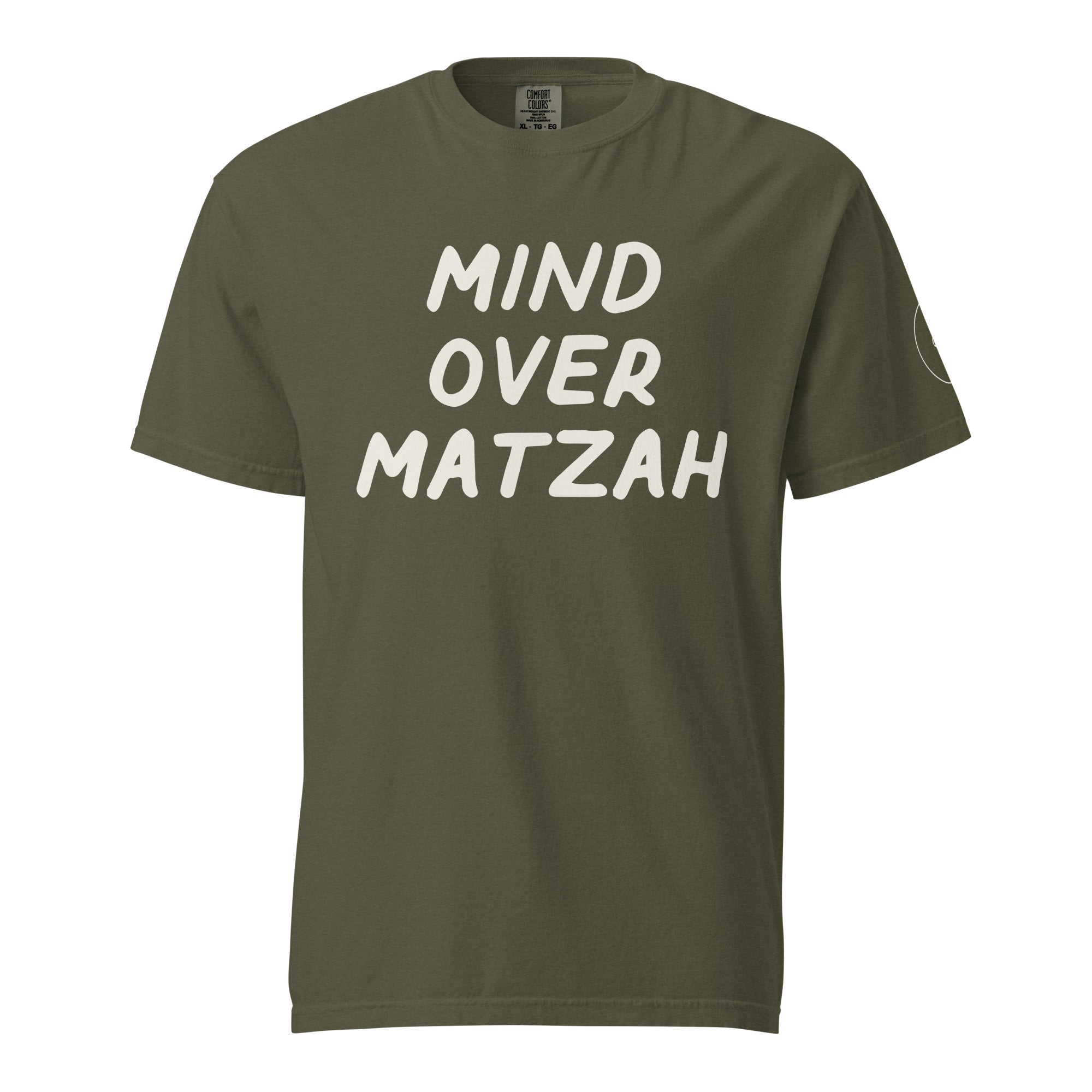 GTG Mind Over Matzah tee with screen print, detail view 8