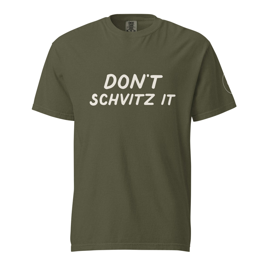 GTG Don't Schvitz It tee with screen print, detail view 8