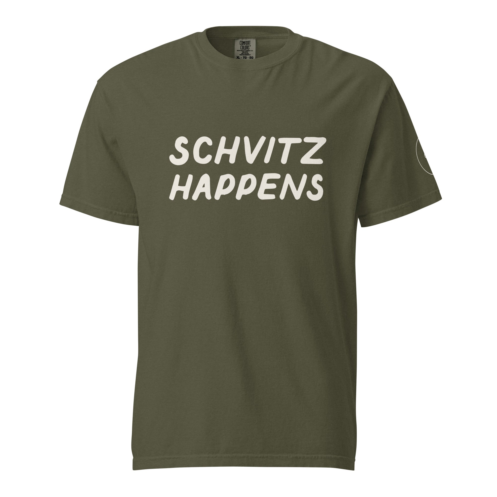GTG Schvitz Happens tee with screen print, detail view 8