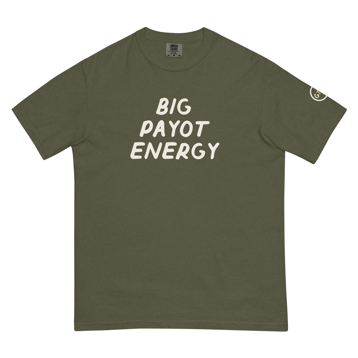 Good Thank God Big Payot Energy T-shirt in Sage, front view