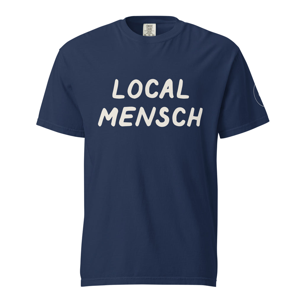 GTG Local Mensch tee in Black with cream print, detail view 2
