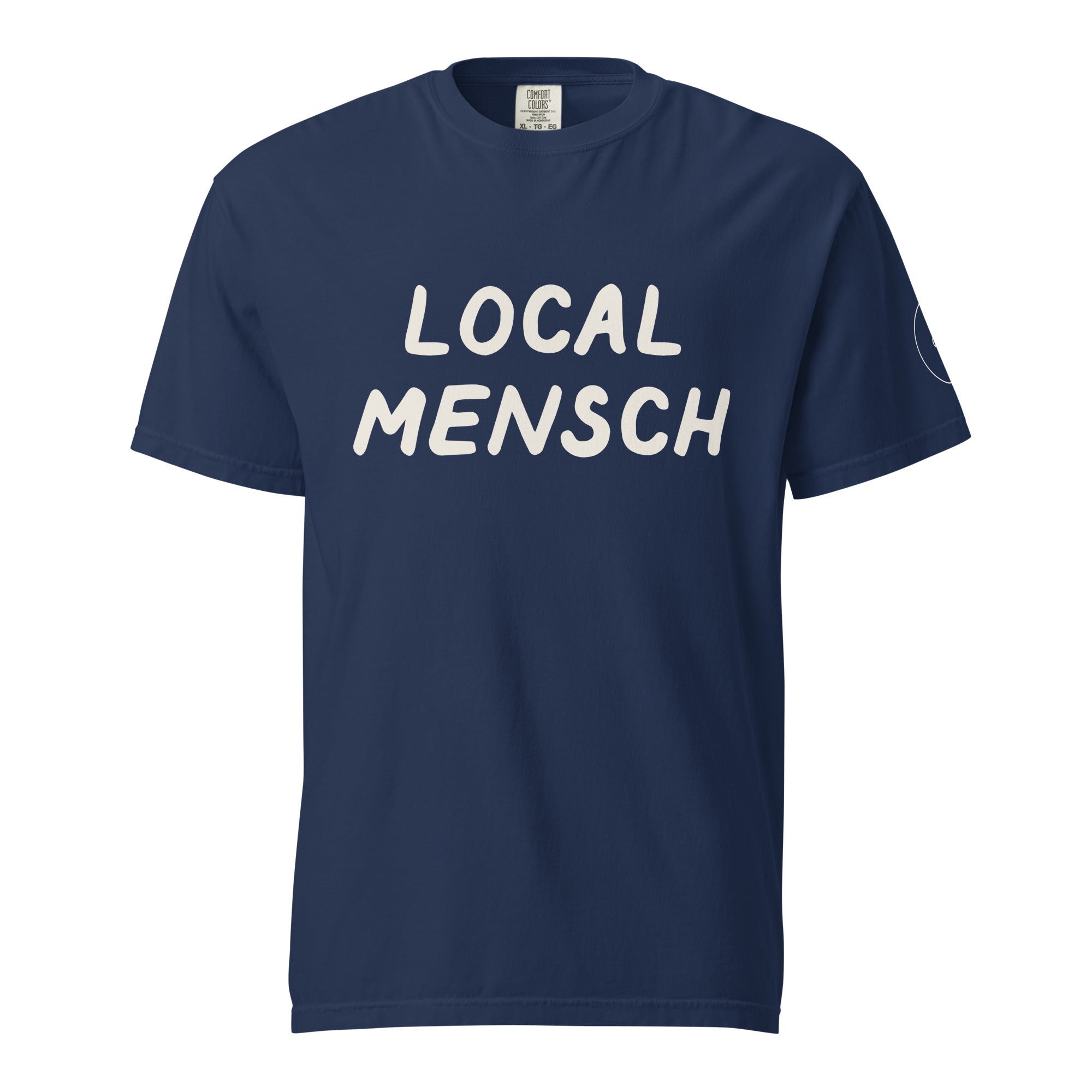 GTG Local Mensch tee in Black with cream print, detail view 2