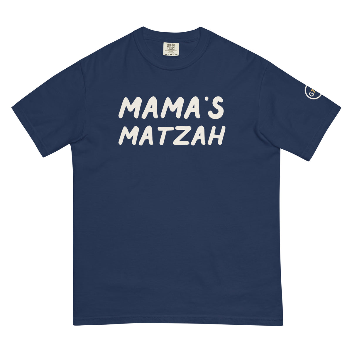 Good Thank God Mama's Matzah T-shirt in True Navy, front view