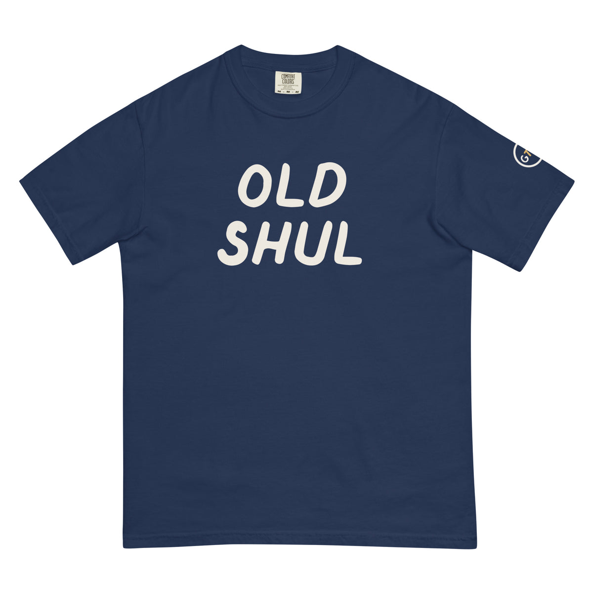 Good Thank God Old Shul T-shirt in True Navy, front view