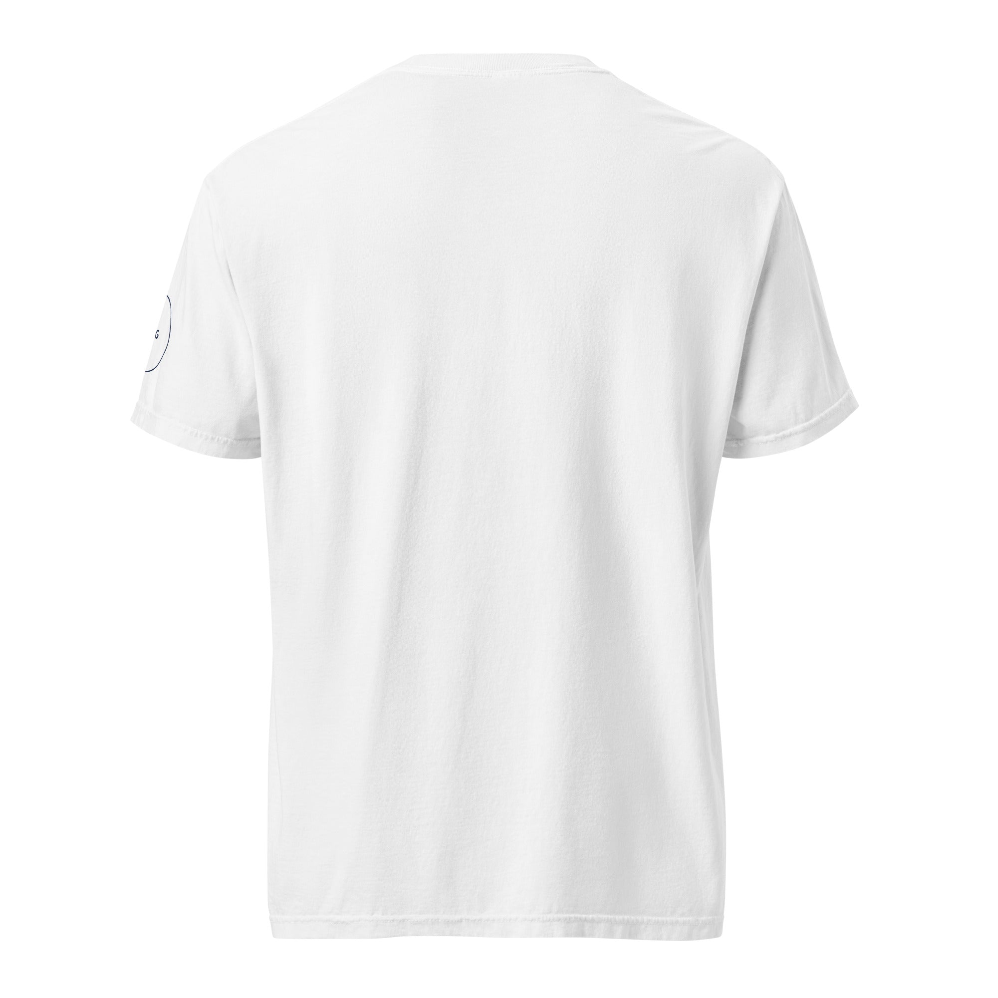 GTG Big Payot Energy tee in White with navy print, detail view 3