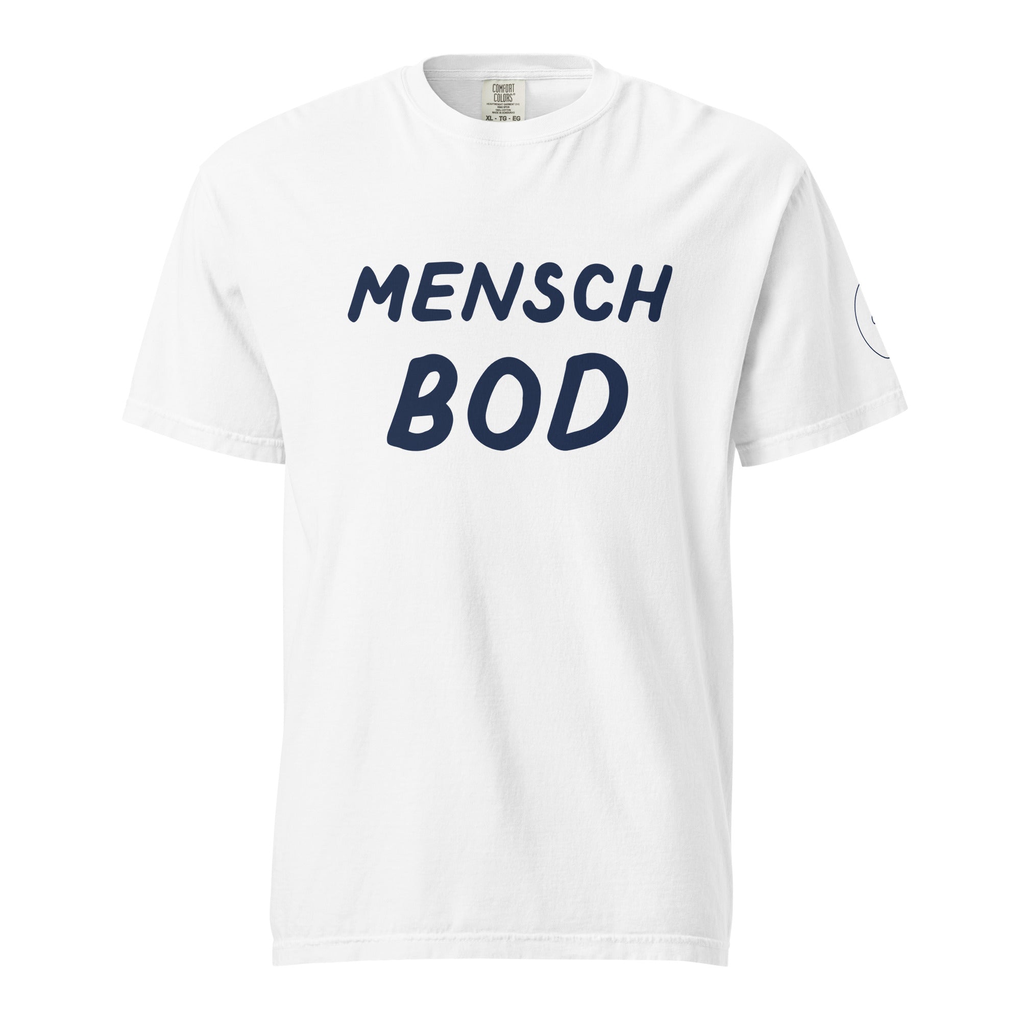 GTG Mensch Bod tee with screen print, front view