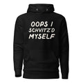 GTG Oops I Schvitz'd Myself hoodie in Black with cream print, front view
