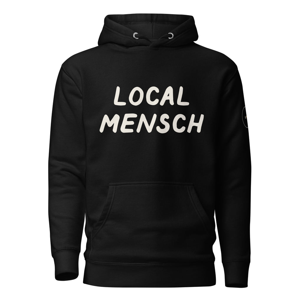 GTG Local Mensch hoodie in Black, front print
