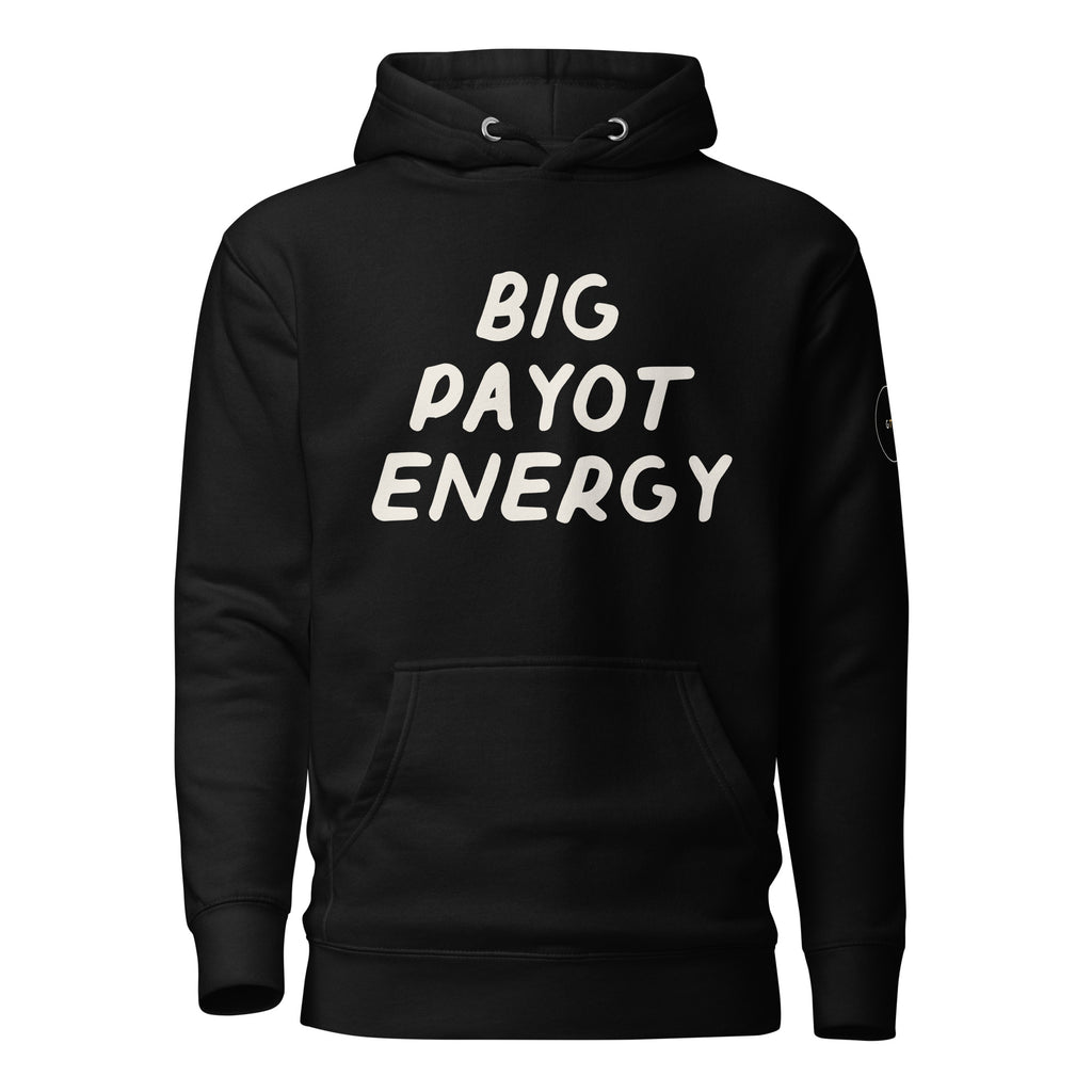 GTG Big Payot Energy hoodie with screen print, front view