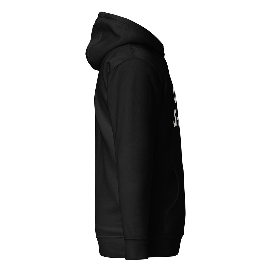 GTG Old Shul hoodie with screen print, back view