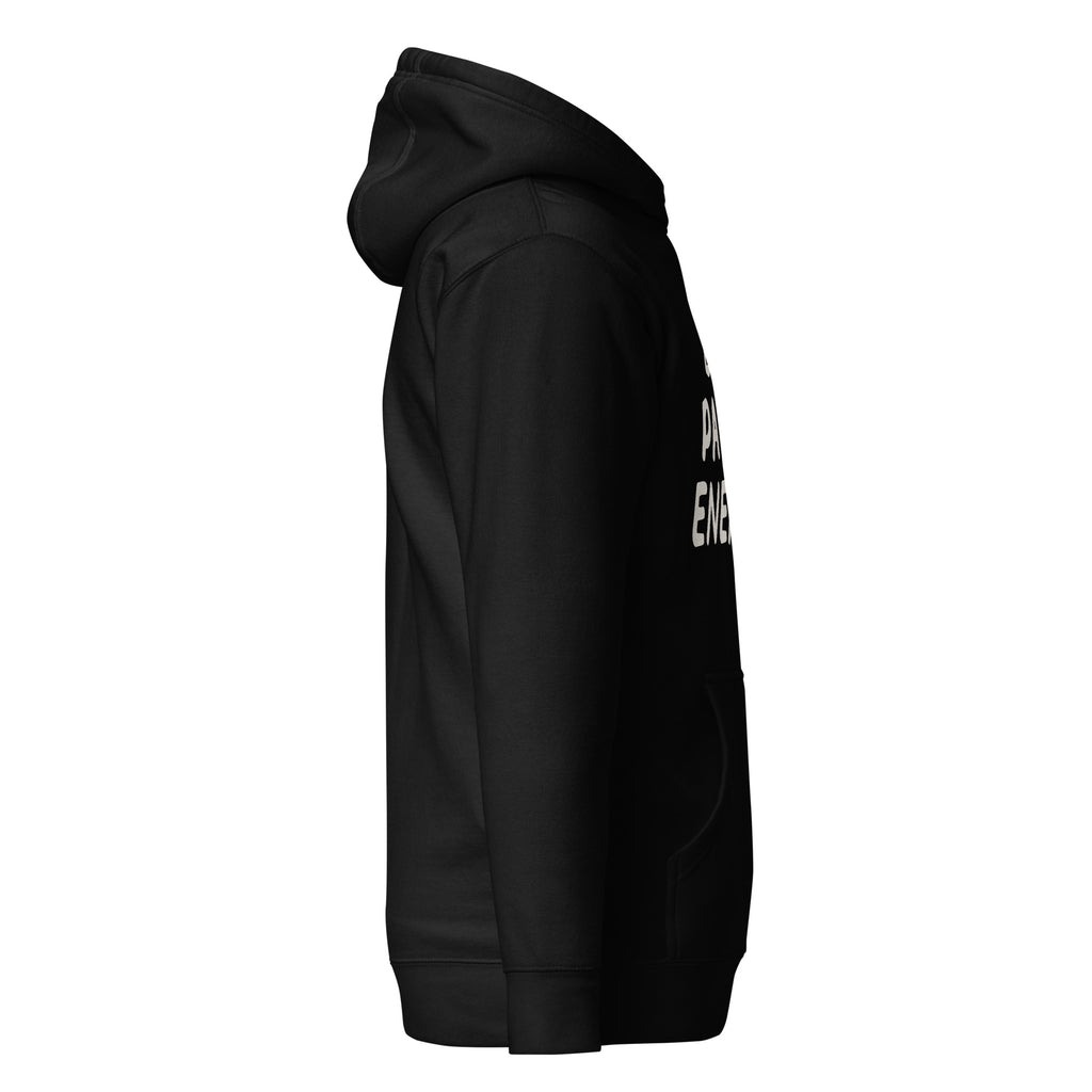 GTG Big Payot Energy hoodie with screen print, back view