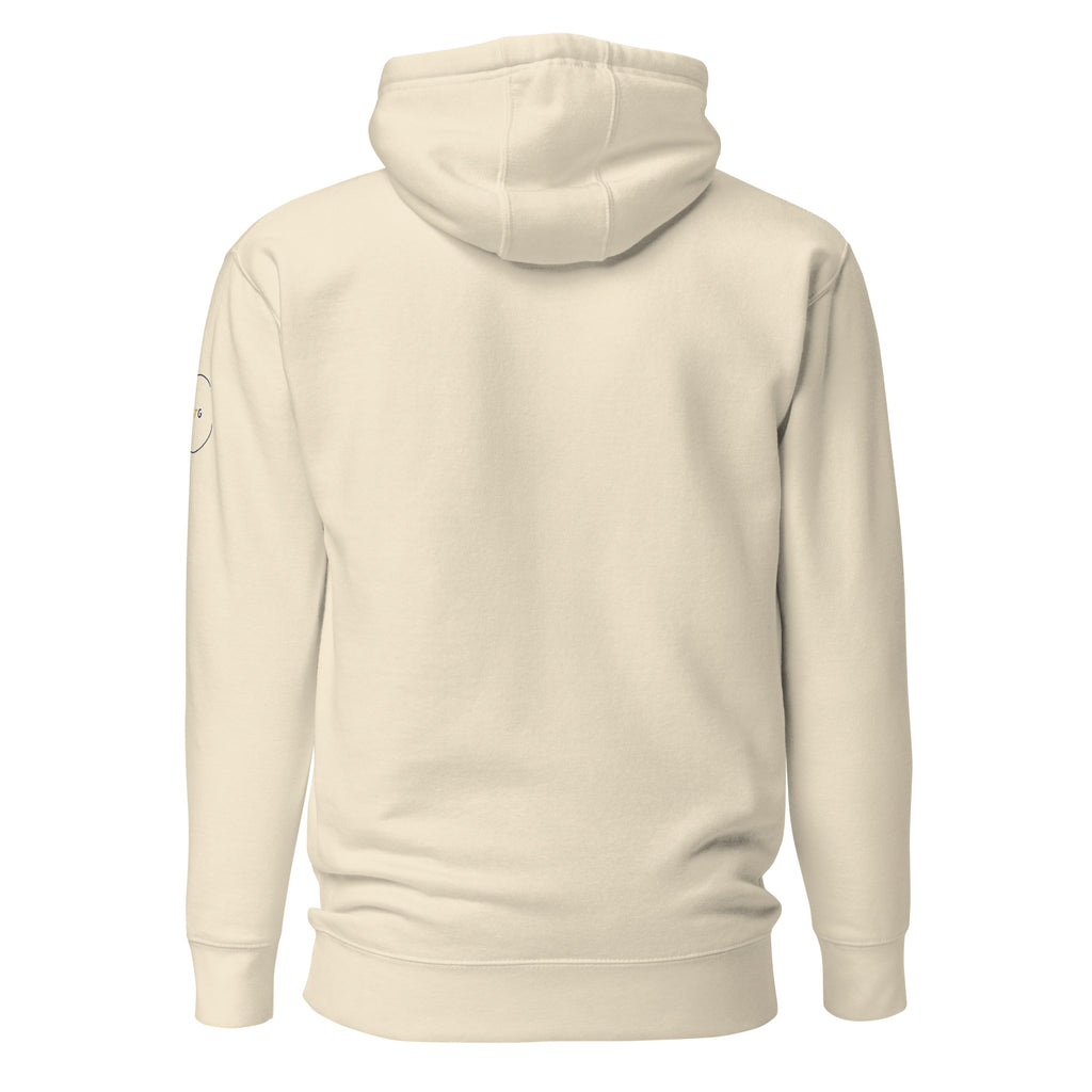 GTG Don't Schvitz It hoodie in Bone with navy print, detail view 3