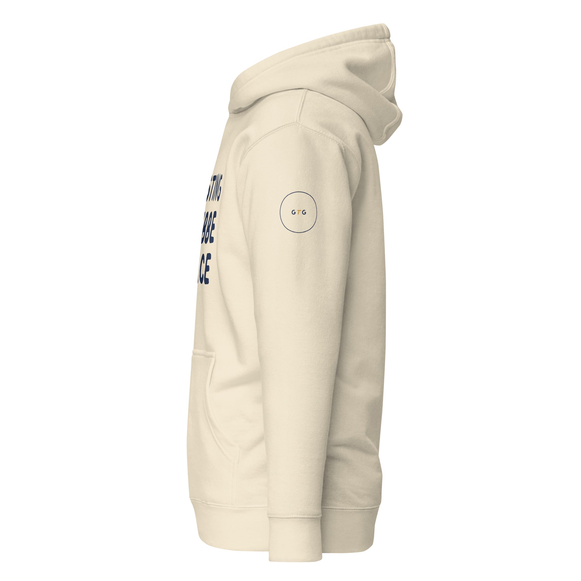 GTG Resting Bubbe Face hoodie with screen print, detail view 6