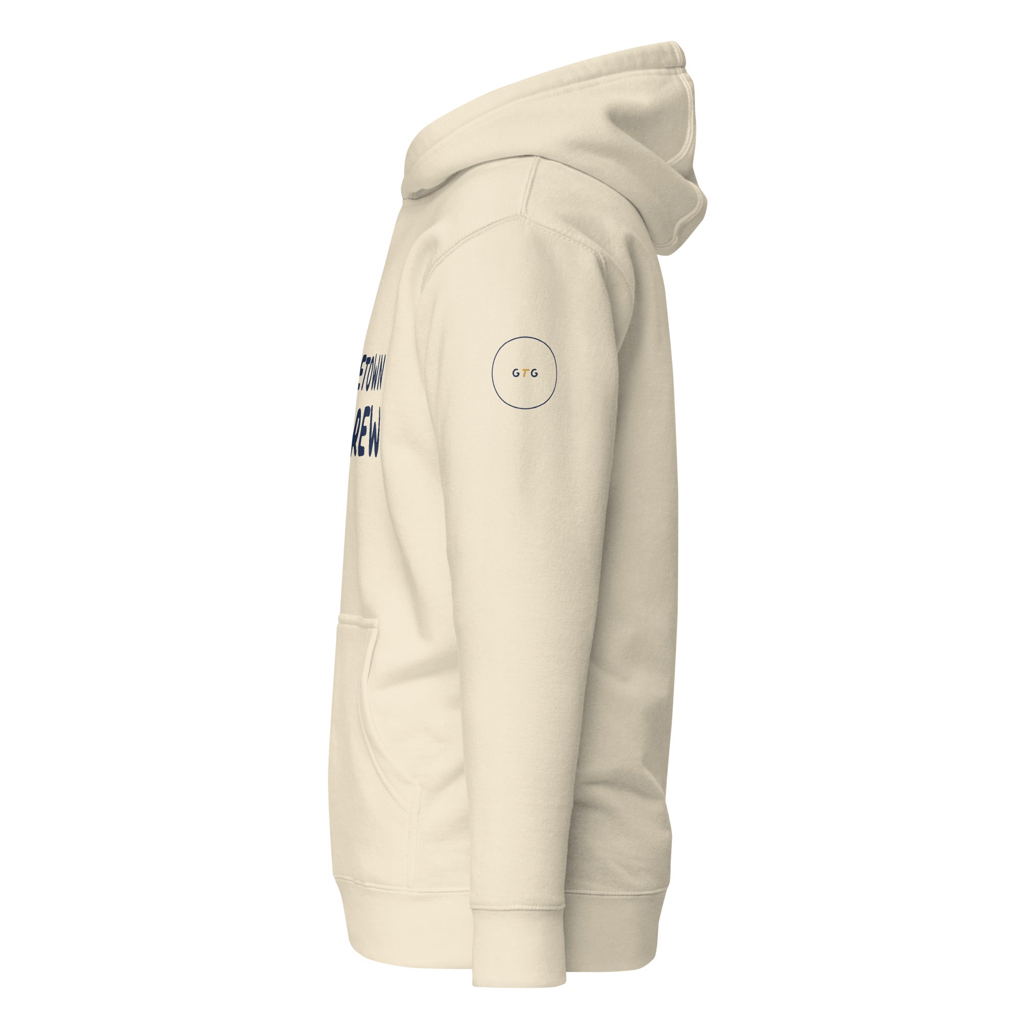 GTG Hometown Hebrew hoodie with screen print, detail view 6