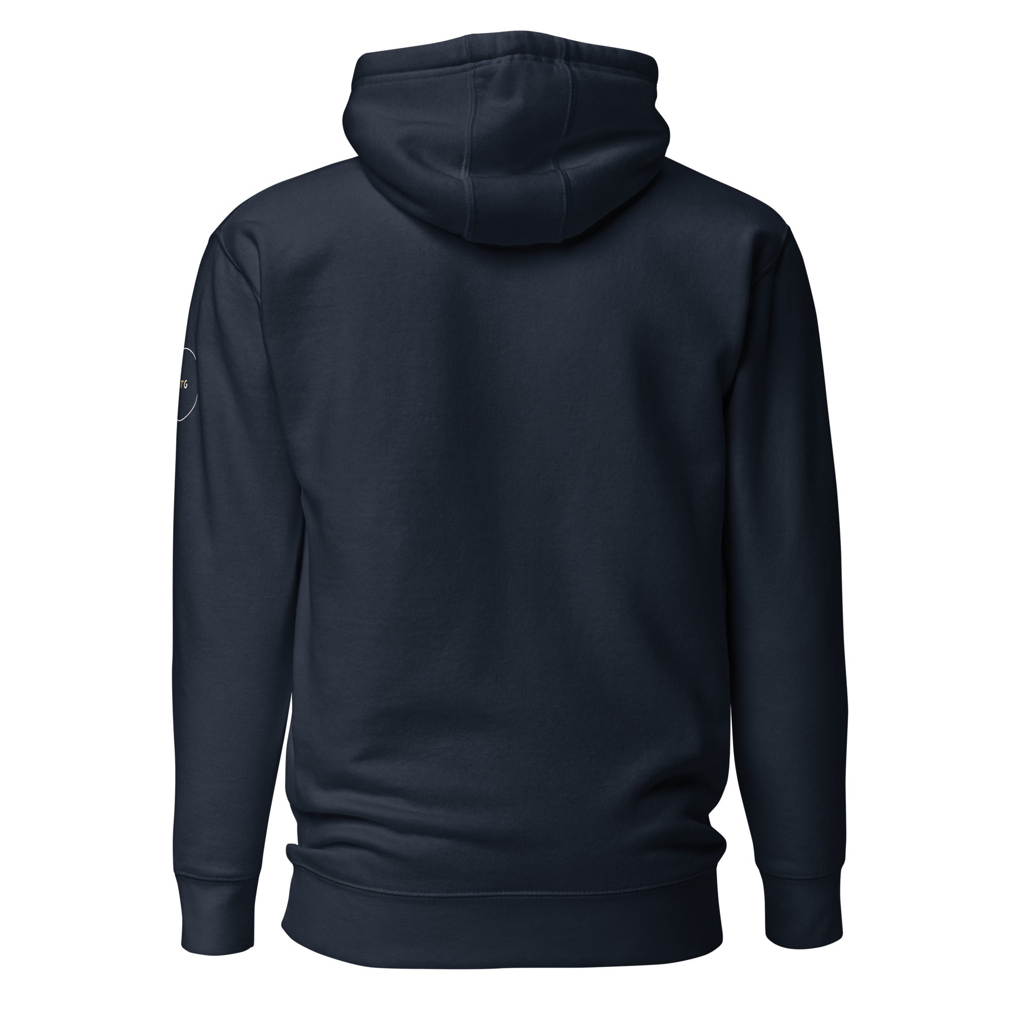 GTG Resting Bubbe Face hoodie in Navy Blazer with navy print, detail view 3