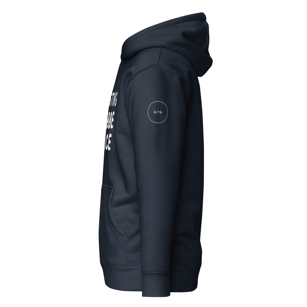 GTG Resting Bubbe Face hoodie in Navy Blazer with navy print, detail view 2
