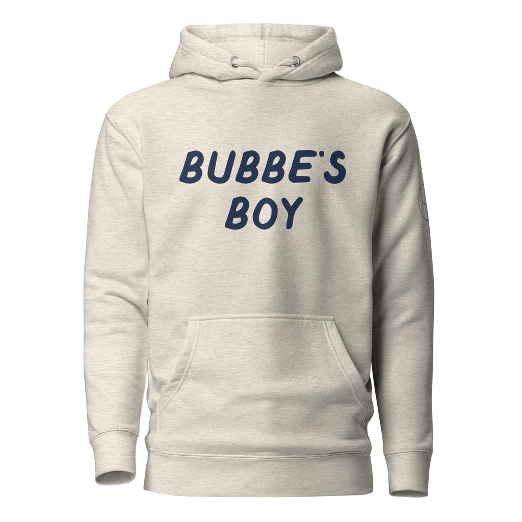 GTG Bubbe's Boy hoodie in Bone (Light), front print