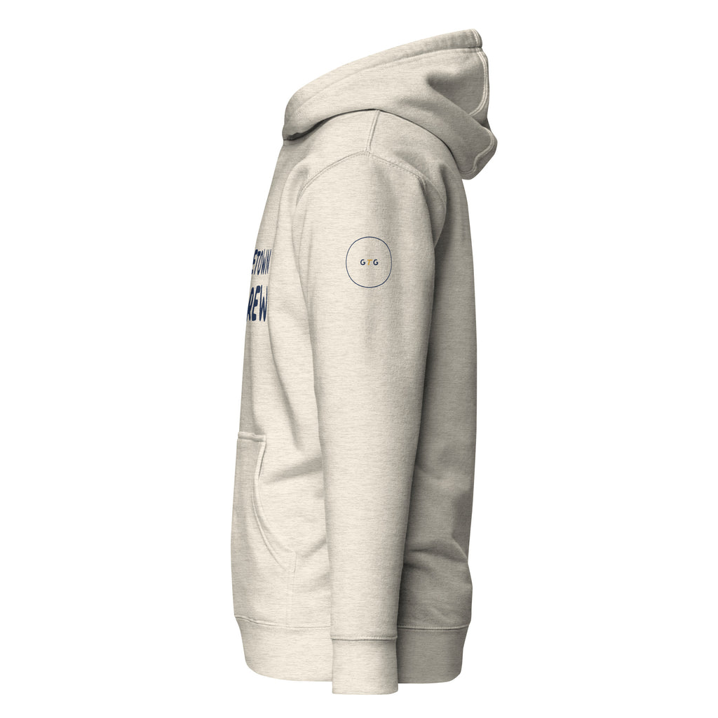 GTG Hometown Hebrew hoodie with screen print, detail view 2