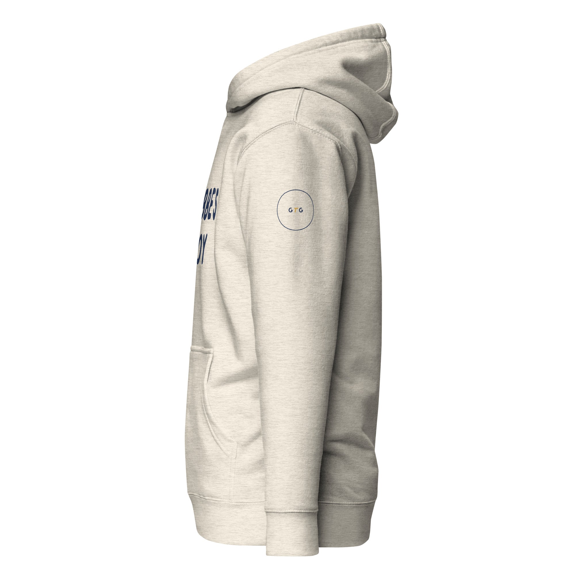 GTG Bubbe's Boy hoodie with screen print, detail view 2