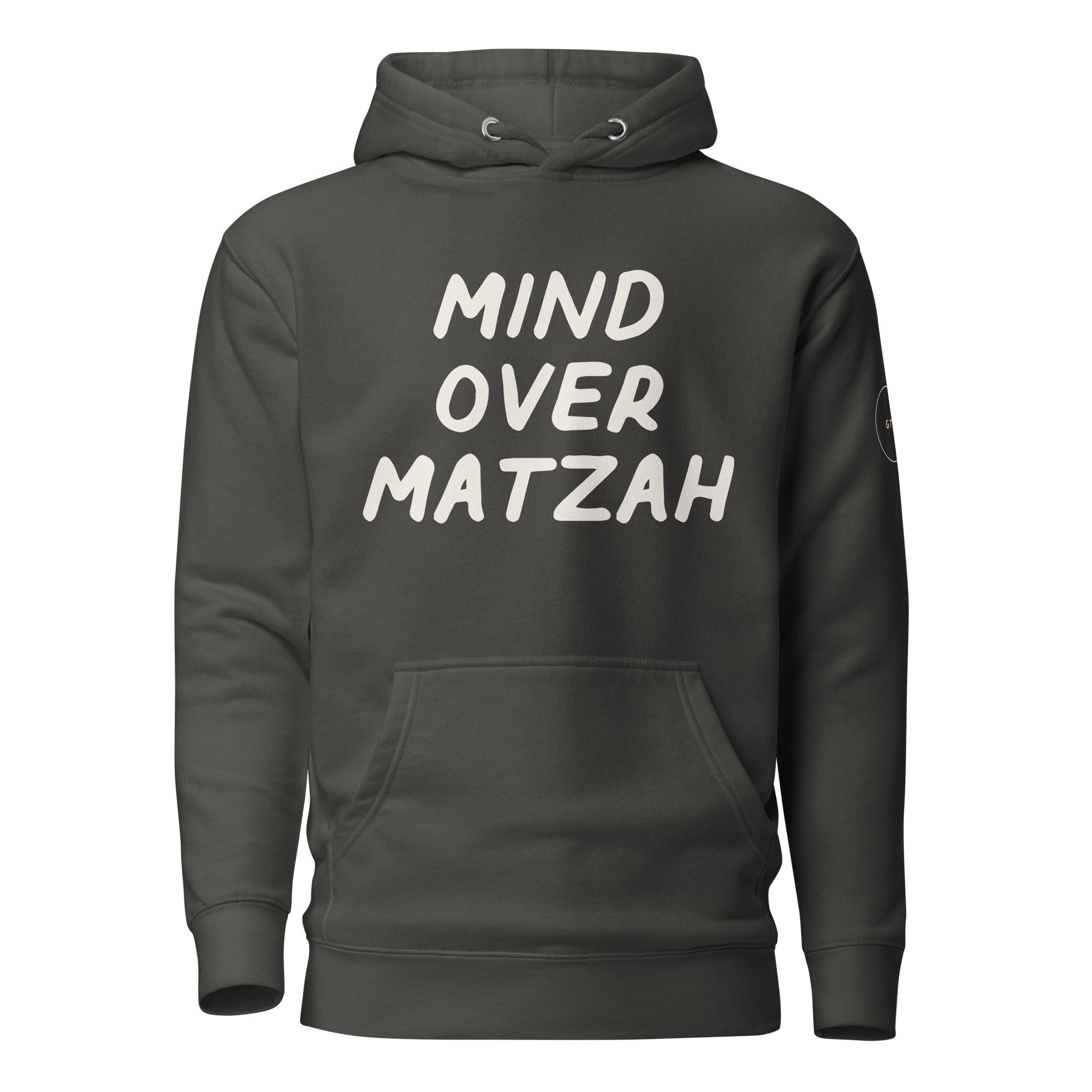 GTG Mind Over Matzah hoodie with screen print, detail view 8