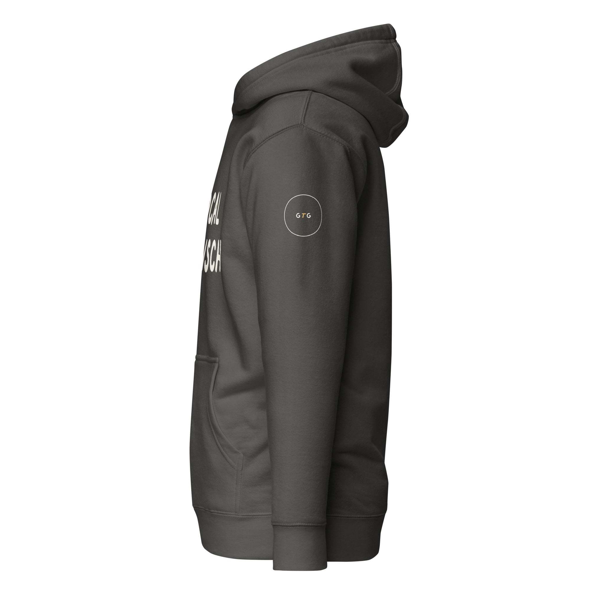 GTG Local Mensch hoodie with screen print, detail view 10