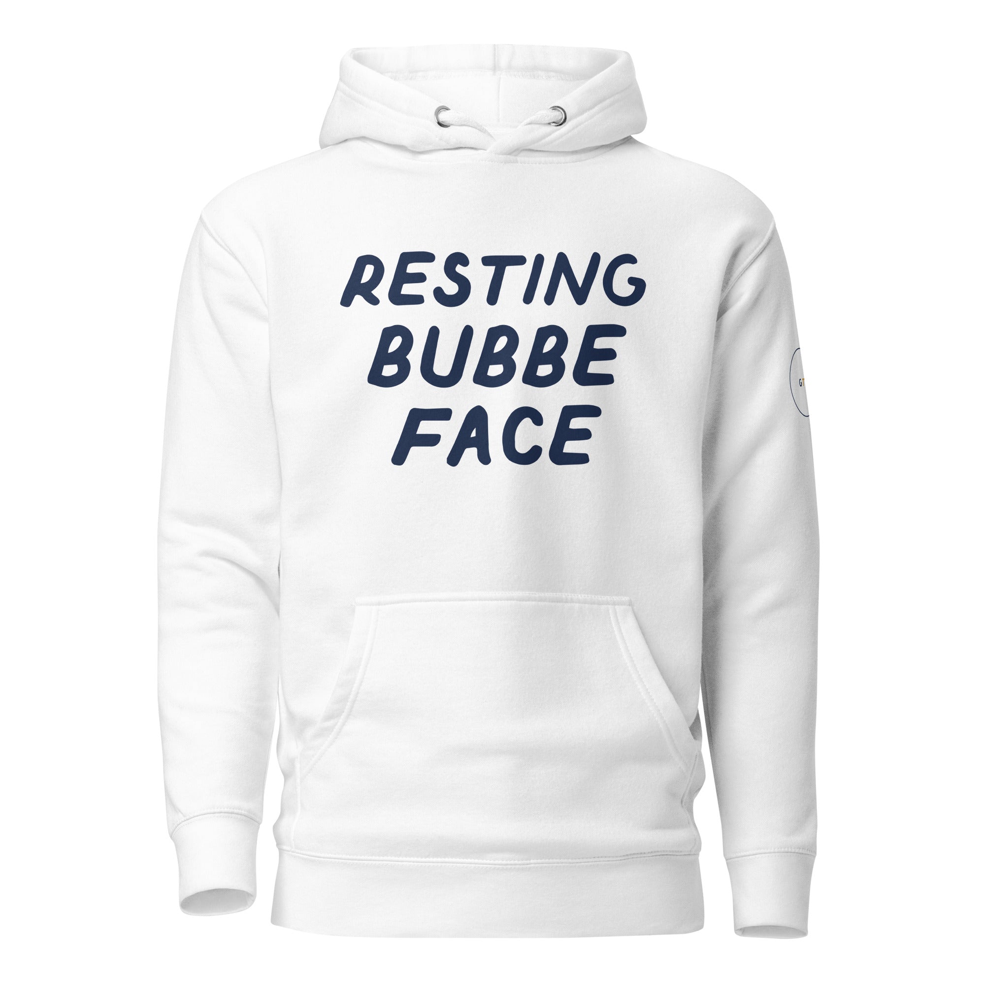 GTG Resting Bubbe Face hoodie with screen print, detail view 8